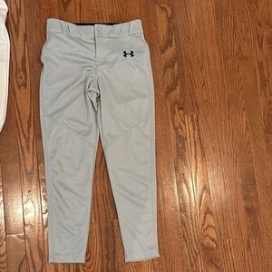 Under Armour Light Gray Baseball Pants with Black Logo